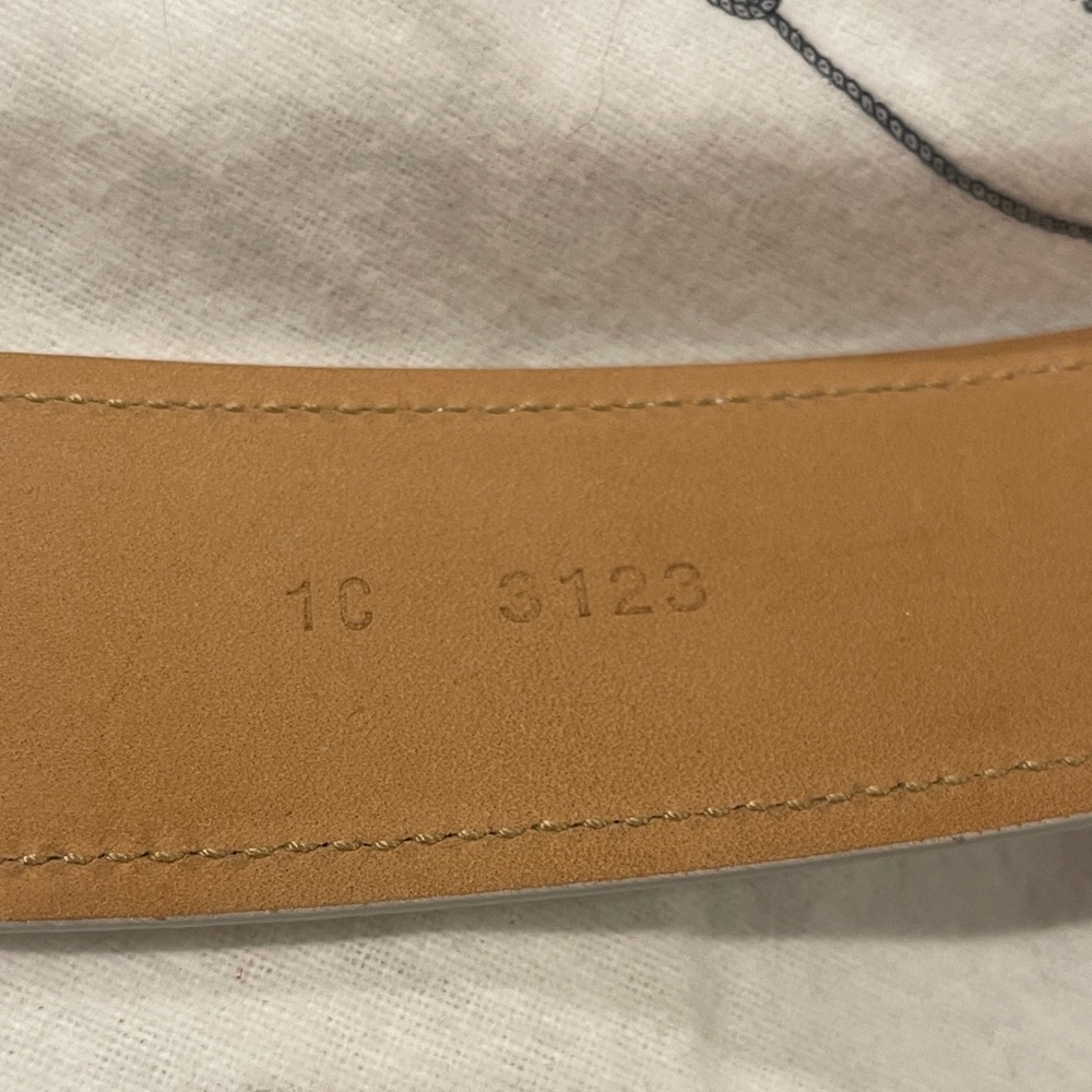 Prada Off-White Leather Belt with Silver Ring Buckle - Picture 8 of 11